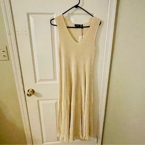 Theory- The “Ottoman Dress”, in Crema, Ribbed Sleeveless Sweater Dress, L, NWT